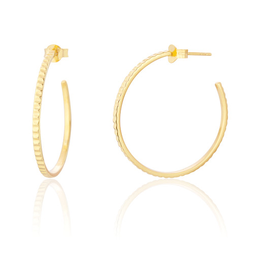Aya Textured Large Hoop Earrings - Gold