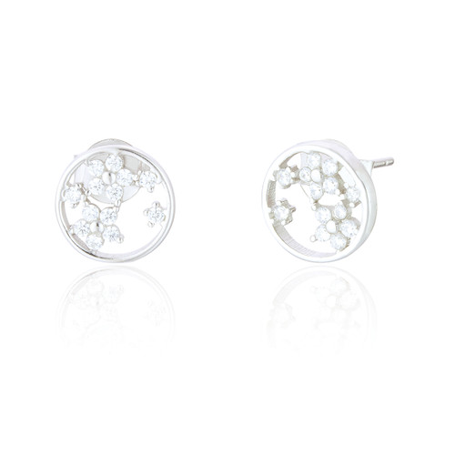 Elina C.Z Star Stud Earrings - Silver