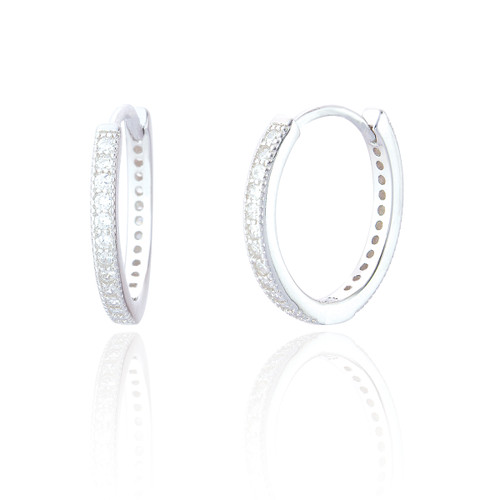 Shay C.Z Hinge Hoop Earrings - Silver