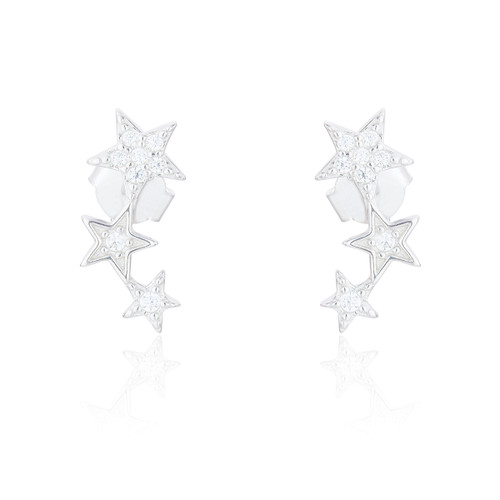 Peri Triple Star Stud Earrings - Silver