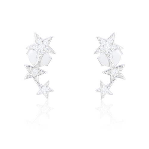 Peri Triple Star Stud Earrings - Silver