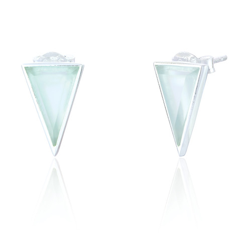 Liga Triangle Seafoam Stud Earrings - Silver