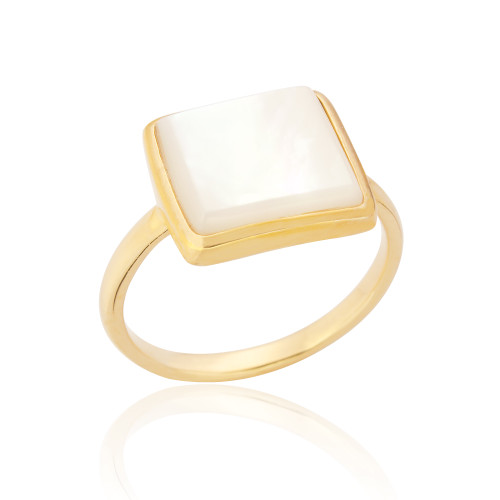 Liga Square Mother of Pearl Ring - Gold