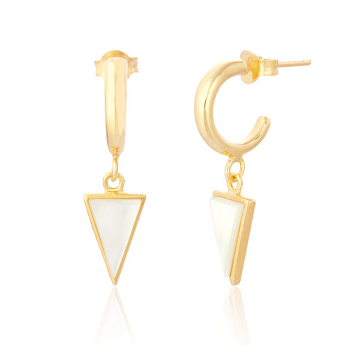 Liga Triangle Mother of Pearl Hoop Earrings - Gold