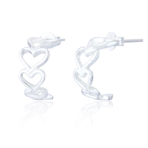 Rianne Heart Hoop Earrings - Silver