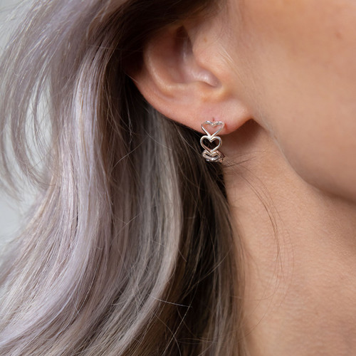 Rianne Heart Hoop Earrings - Silver