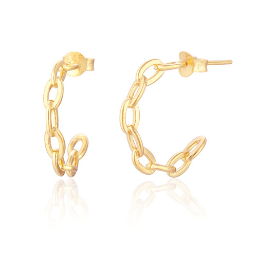 Cosette Chain Hoop Earrings - Gold