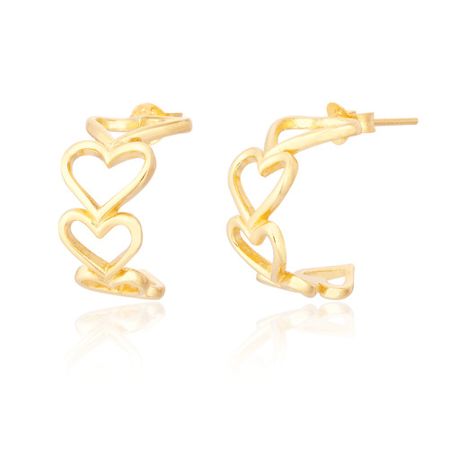 Morna Heart Hoop Earrings - Gold