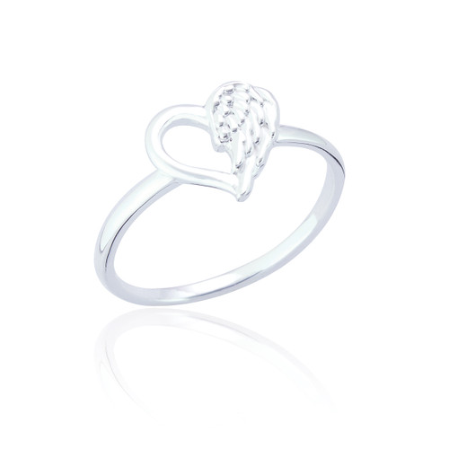 Marie Angel Heart Ring - Silver