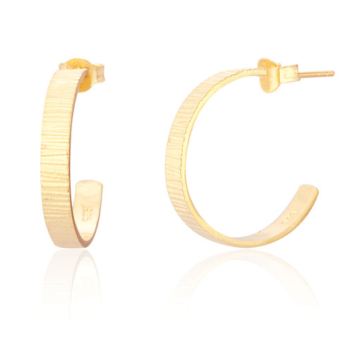 Val Textured Hoop Earrings - Gold