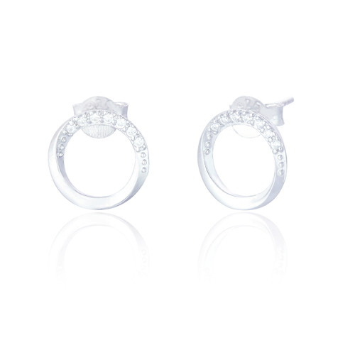 Alisa C.Z Circle Stud Earrings - Silver