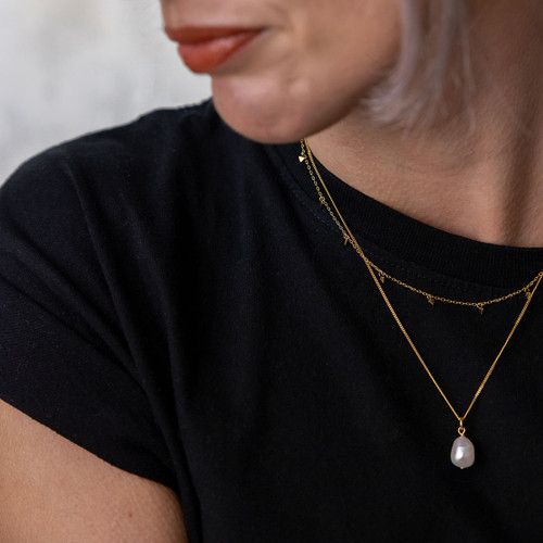 Noah Pearl Pendant & Chain - Gold