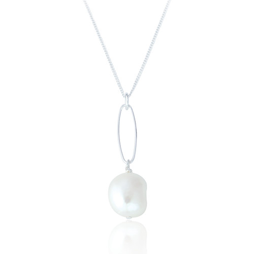 Seraphine Pearl Drop Pendant & Chain - Silver