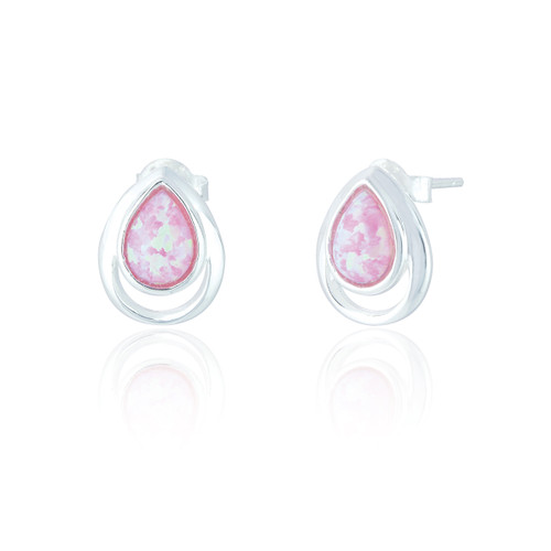 Xanna Pink Opal Stud Earrings - Silver