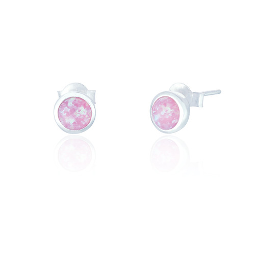 Jemima Stud Earrings Medium - Pink Opal