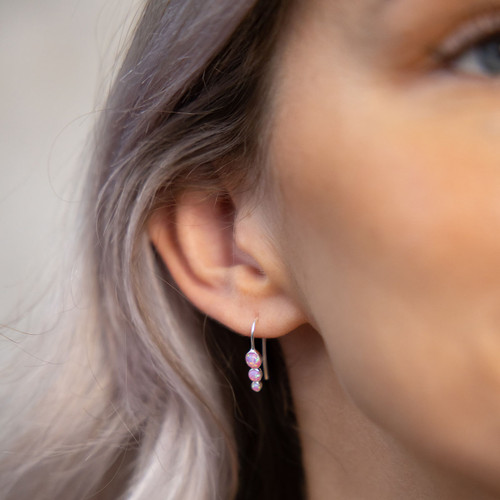 Hama Pink Opal Earrings - Silver