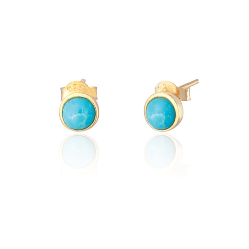 Jemima Turquoise Stud Earrings Medium - Gold