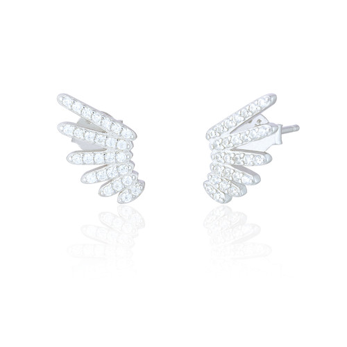 Ariel C.Z Navette Stud Earrings - Silver