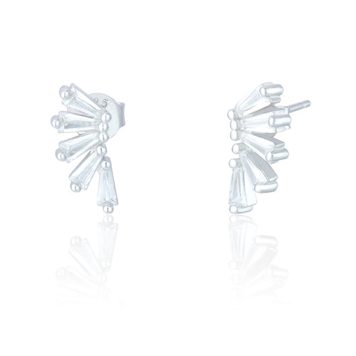 Tula C.Z Navette Stud Earrings - Silver