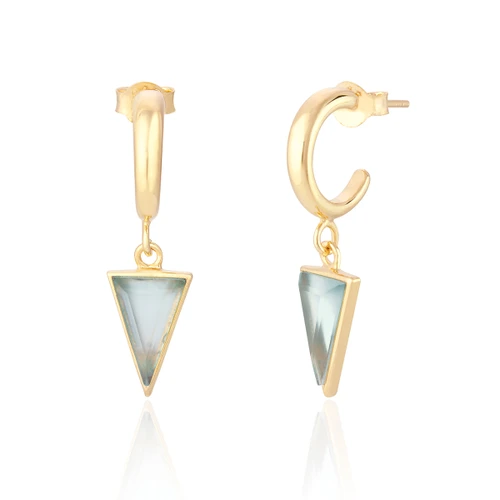 Liga Triangle Seafoam Chalcedony Hoop Earrings - Gold