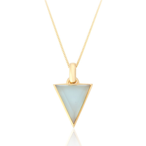 Liga Triangle Seafoam Chalcedony Pendant & Chain - Gold