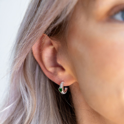 SC29 May Heart Hoop - Emerald Birthstone