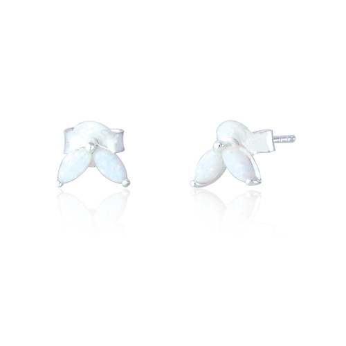Liana Stud Earrings - White Opal