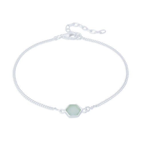 Liga Hexagon Seafoam Chalcedony Bracelet - Silver