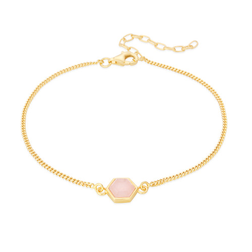 Liga Hexagon Rose Quartz Bracelet - Gold