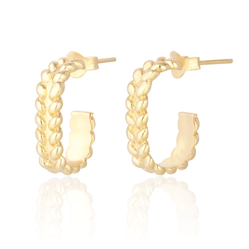 Aki Leaf Hoop Earrings - Gold