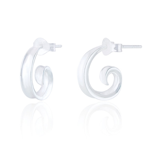 Beth Swirl Hoop Earrings - Silver