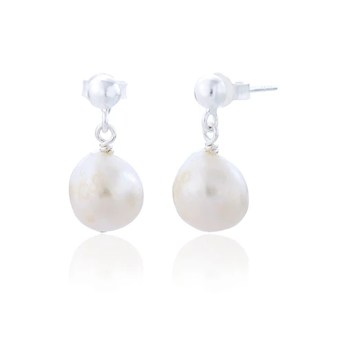 Marisol Pearl Drop Earrings - Silver