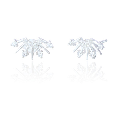 Charlie C.Z Spike Stud Earrings - Silver