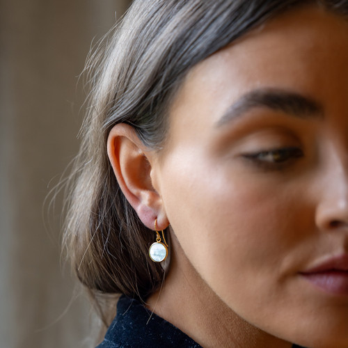 Victoria Mother of Pearl Drop Earrings - Gold