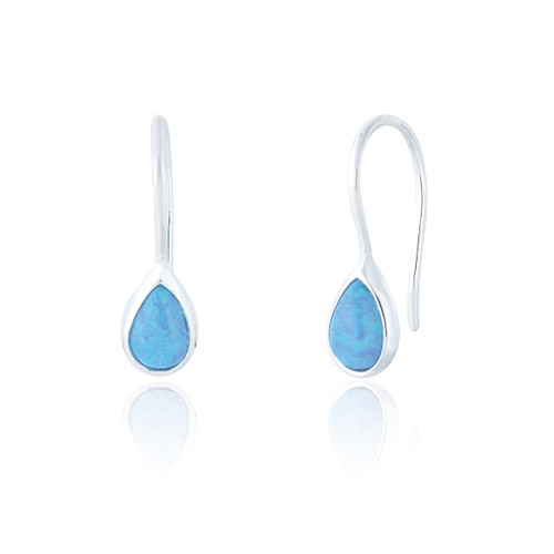Ariana Blue Opal Teardrop Earrings - Silver