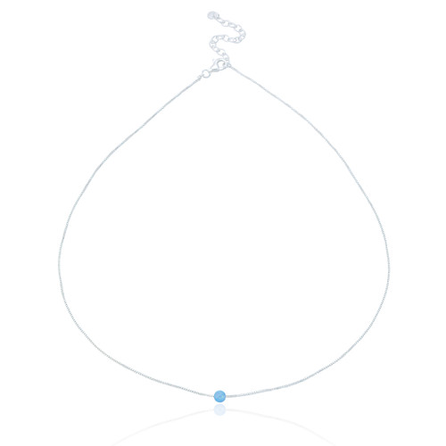 Xoey Blue Opal Ball Necklace - Silver