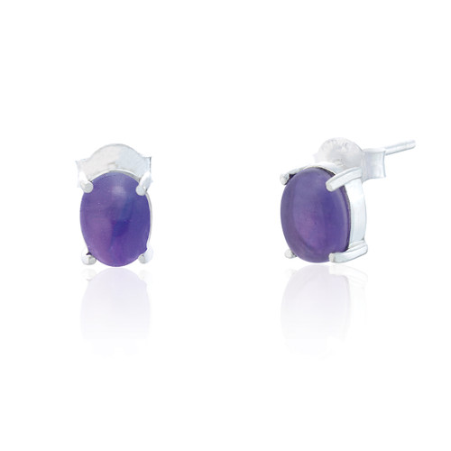 Ria Amethyst Stud Earrings - Silver