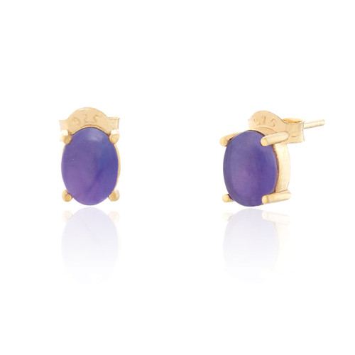 Ria Amethyst Stud Earrings - Gold