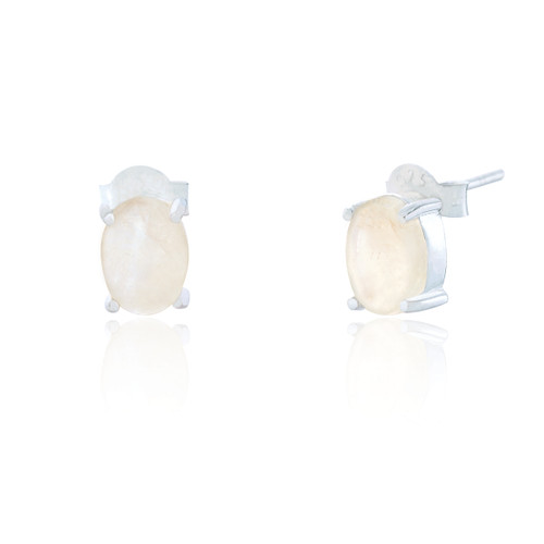 Ria Moonstone Stud Earrings - Silver