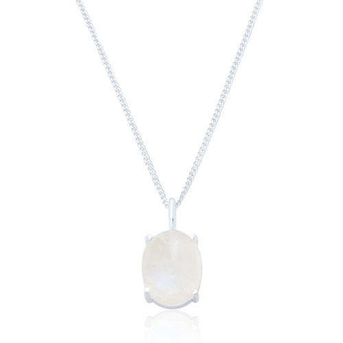 Ria Moonstone Pendant & Chain - Silver