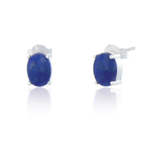 Ria Lapis Stud Earrings - Silver