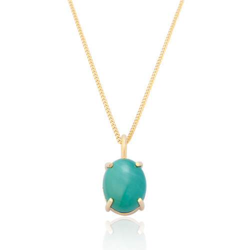 Ria Malachite Pendant & Chain - Gold