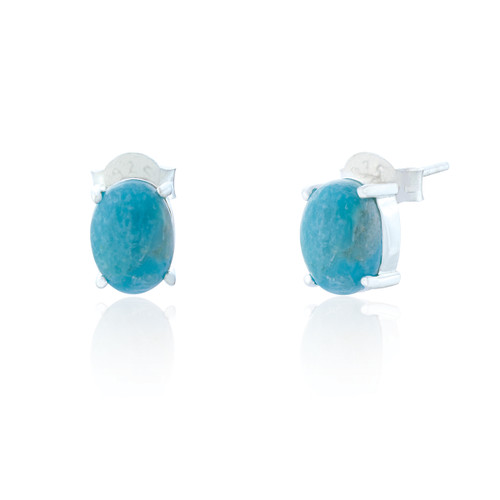 Ria Turquoise Stud Earrings - Silver