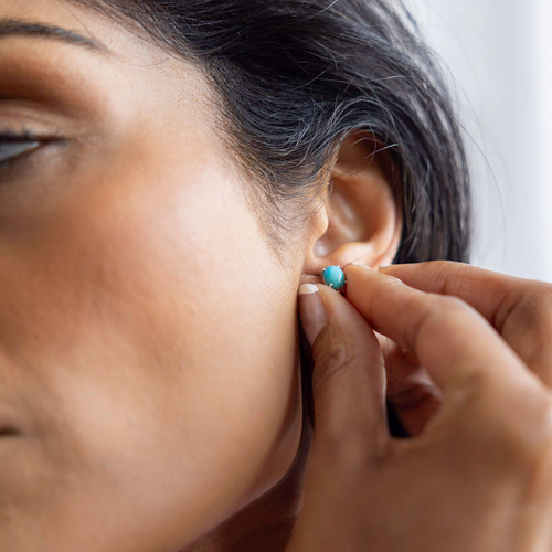 Ria Turquoise Stud Earrings - Silver