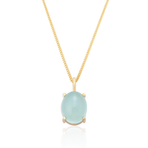 Ria Seafoam Chalcedony Pendant & Chain - Gold