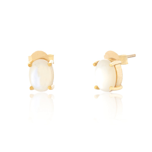 Ria Mother of Pearl Stud Earrings - Gold