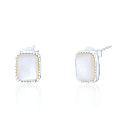 Sloan Mother of Pearl Cushion Stud Earrings - Silver Sloan Mother of Pearl Cushion Stud Earrings - Silver