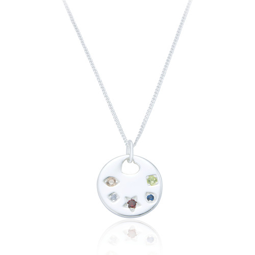 Celeste C.Z Disc Pendant & Chain - Silver