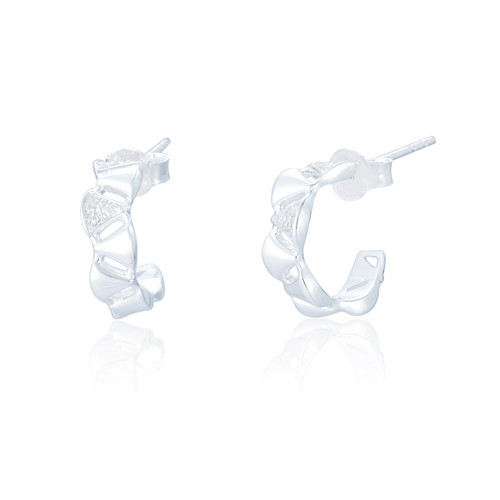 Tessel C.Z Chunky Hoop Earrings - Silver