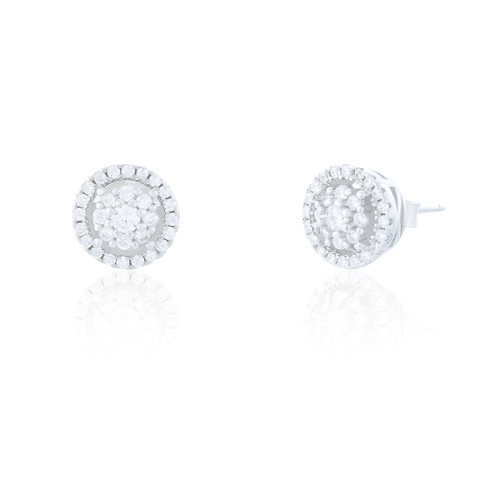 Jodi C.Z Round Stud Earrings - Silver